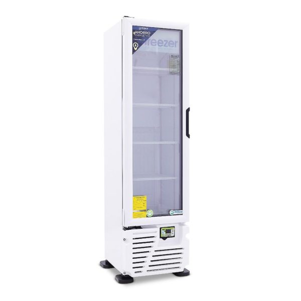 Congelador exhibidor Imbera de puerta de vidrio con capacidad de 8 pies y gabinete color blanco- VFS-08